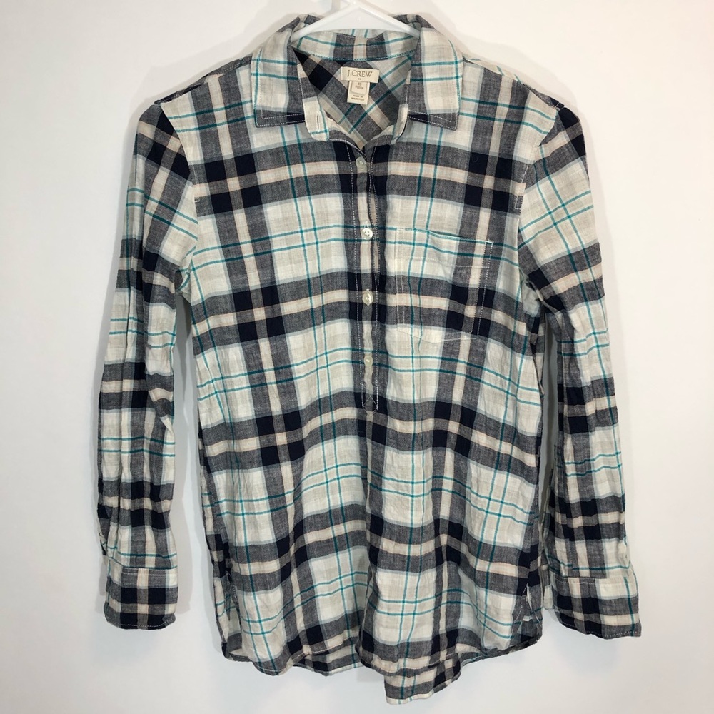 J. Crew Shirt XS Petite Homespun Popover Boyfit